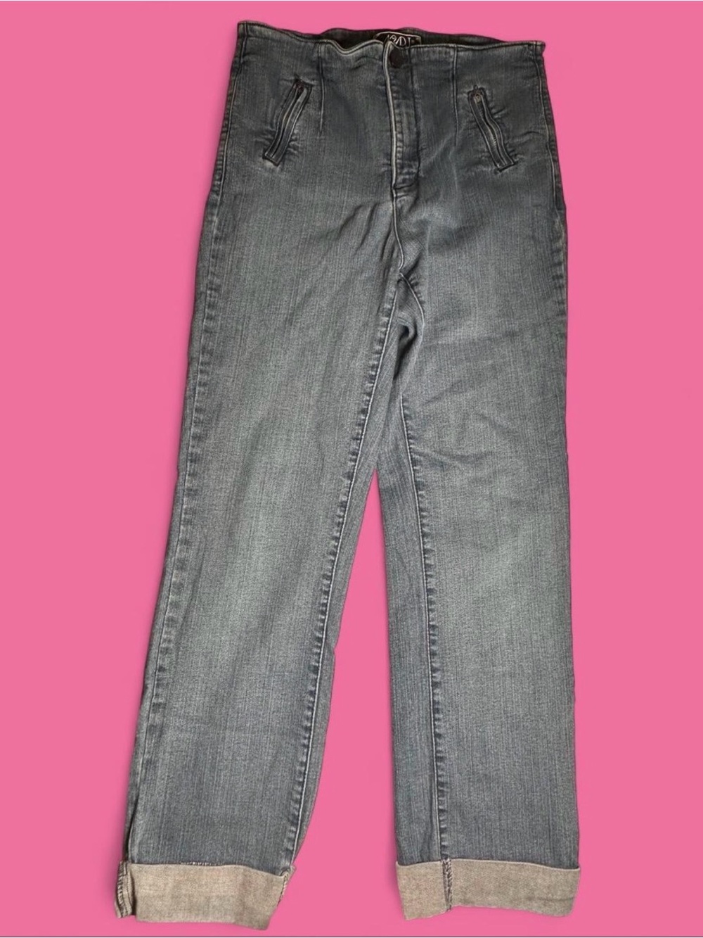 NYDJ Briella straight Leg cuff Jeans High Rise Zip Pocket size 6